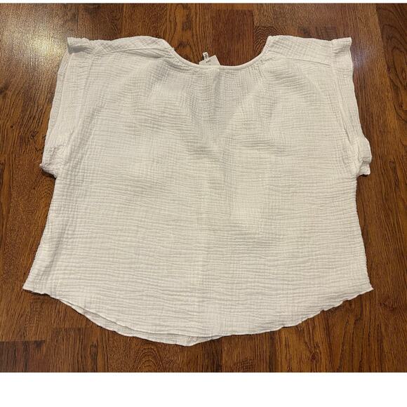Joie Women's 100% Cotton Gauze Short Sleeve Blouse Sz L Minimalist Chic Comfort - Picture 2 of 8
